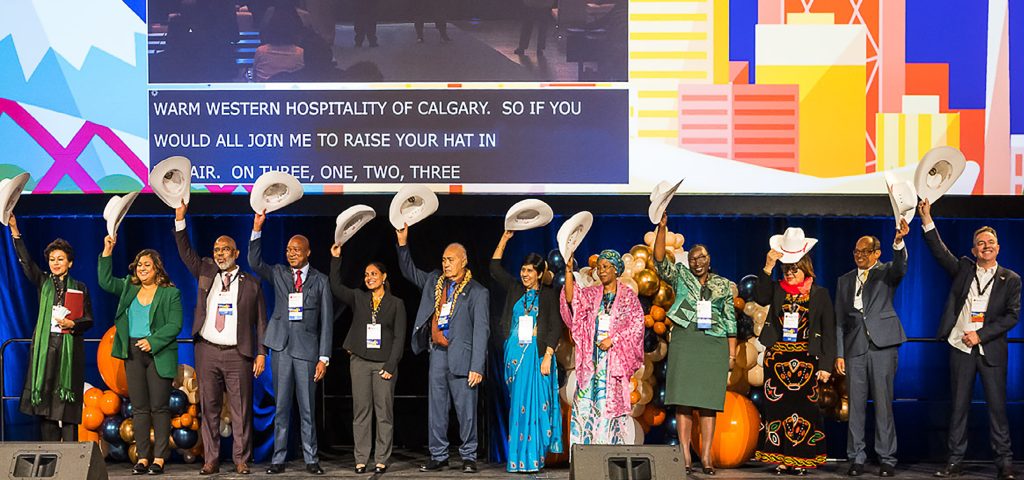 Calgary’s famous White Hat ceremony at the Opening Ceremony, TELUS Convention Centre, 14 September.