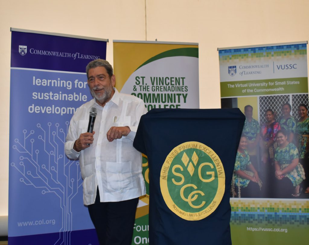 Prime Minister of St Vincent, Dr the Honourable Ralph Gonsalves addressing the participants